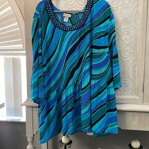NWOT Blue/Green Flowy Blouse